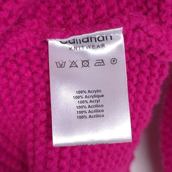 Anthropologie Callahan‎ Size XS Cable Knit Sweater Dress Hot Pink Mini Colorful - Picture 11 of 11